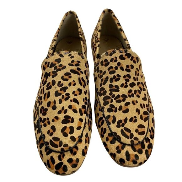 Joules Lexington Tan Animal Hair Leather Leopard Animal Print Loafers Shoes 6 - Picture 2 of 12